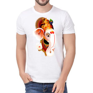 Ganesh Printed T-shirt | Divine Ganesh Printed Polyester T-Shirt - Sacred Design for Spiritual Fashion