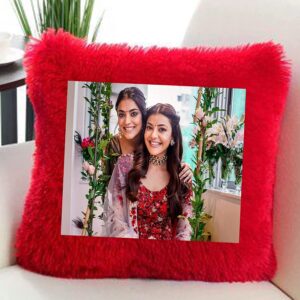 Custom Red Square Photo Cushion - Personalized Decorative Pillow with Your Favorite Image